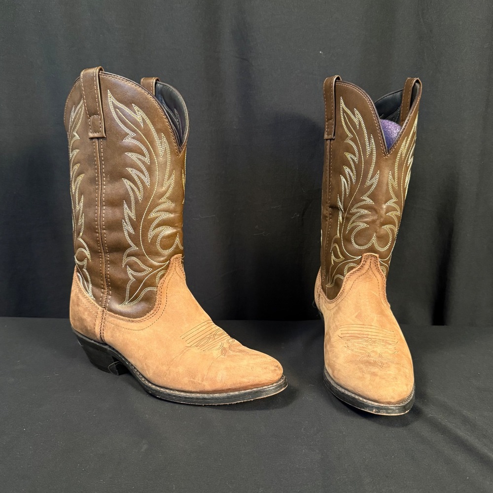 Laredo 5142 Leather Western Cowgirl Boots Two Tone Tan Brown Womens 7.5 M